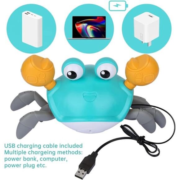Crawling Crab Baby Toys with Music & Light, Tummy Time Interactive Toddler Toy - Picture 4 of 7